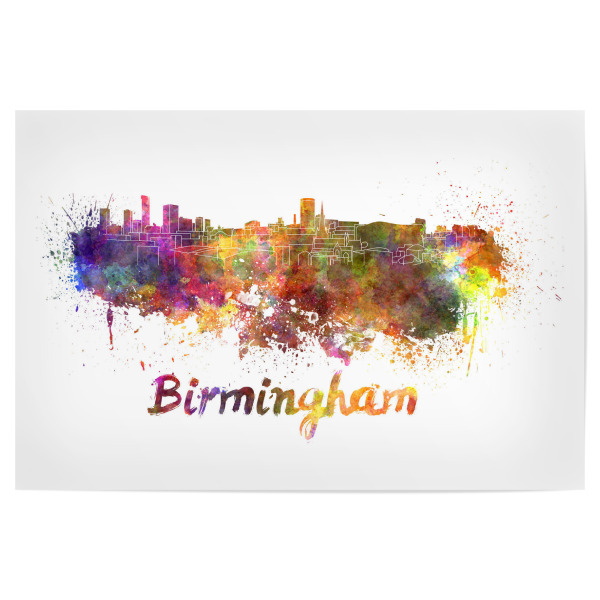 Poster 30x20 cm "BIRMINGHAM skyline in watercolor-b" artboxONE - Städte,Reise,Abstrakt,Architektur