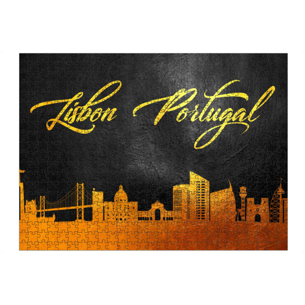 Puzzle Ravensburger "Lisbon Portugal Gold Skyline" artboxONE - Städte - Gold,Skyline,Lisbon,Portugal,City,Stadt - Bild gold