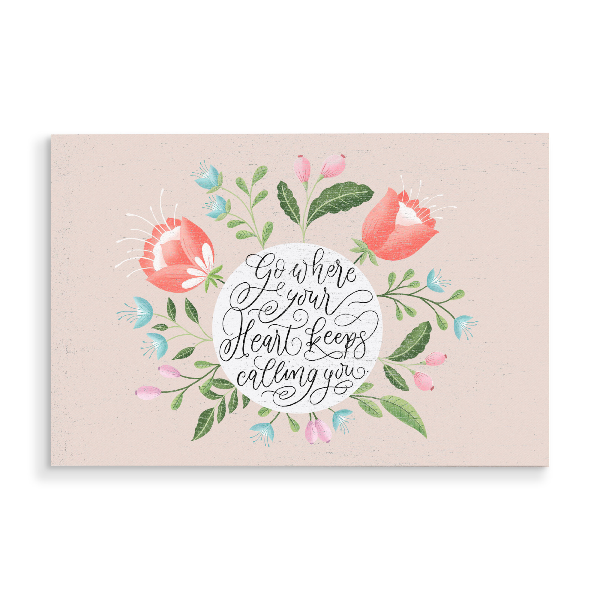 Holzbild "Folge dem Ruf deines Herzens" artboxONE - Typografie,Floral