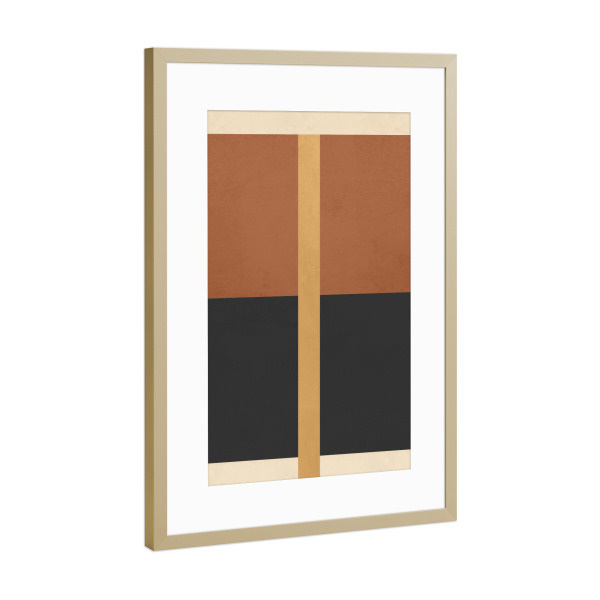 Poster mit Rahmen Gold "Square Lines Orange" artboxONE - Abstrakt,Geometrie