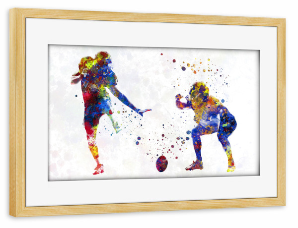 Poster mit Rahmen kiefer "Multicolor american football-b" artboxONE - Abstrakt,Sport,Sport / Fußball