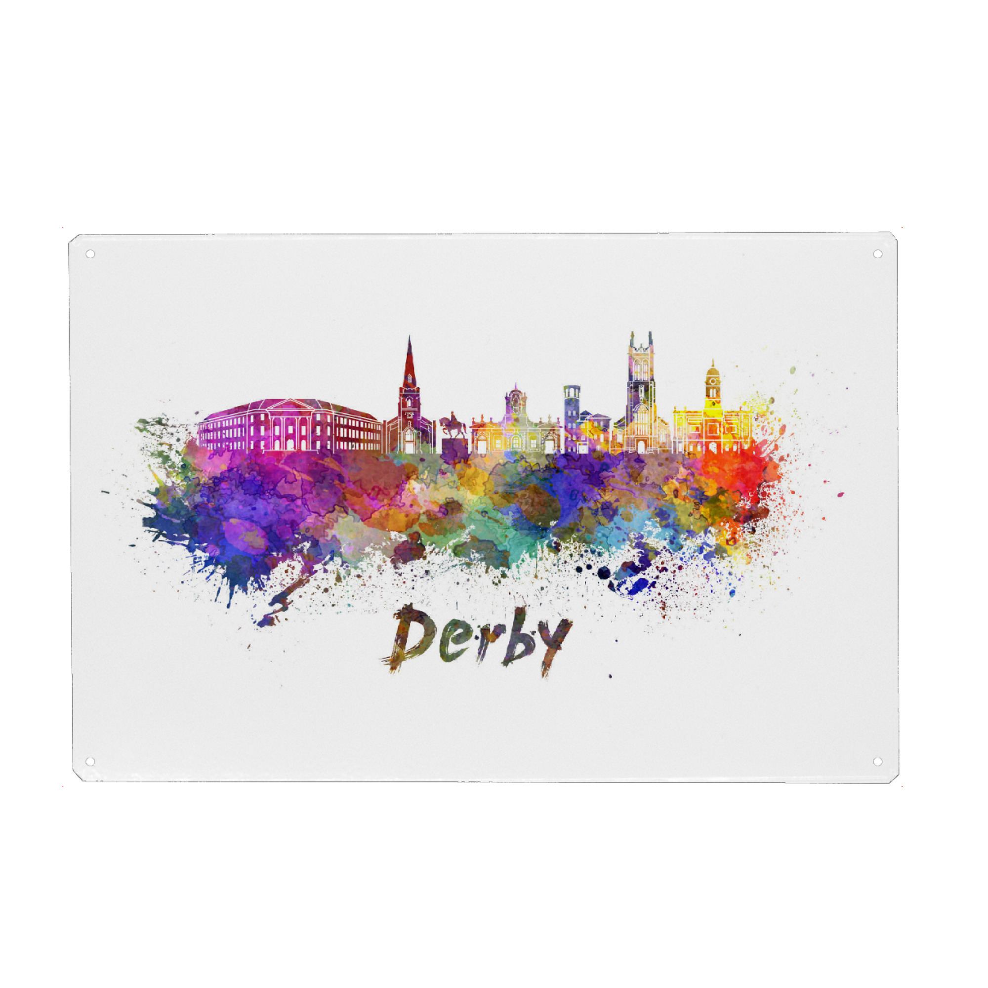 Metall Poster "DERBY skyline in watercolor-b" artboxONE - Städte,Abstrakt,Architektur