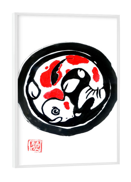 Poster mit weißem Rahmen "Koi carp" artboxONE - Tiere,Unterwasser - Carp koi,Sumie,Japan,Koi,Fisch,Fish,Tier,Animal,Unterwasser,Underwater