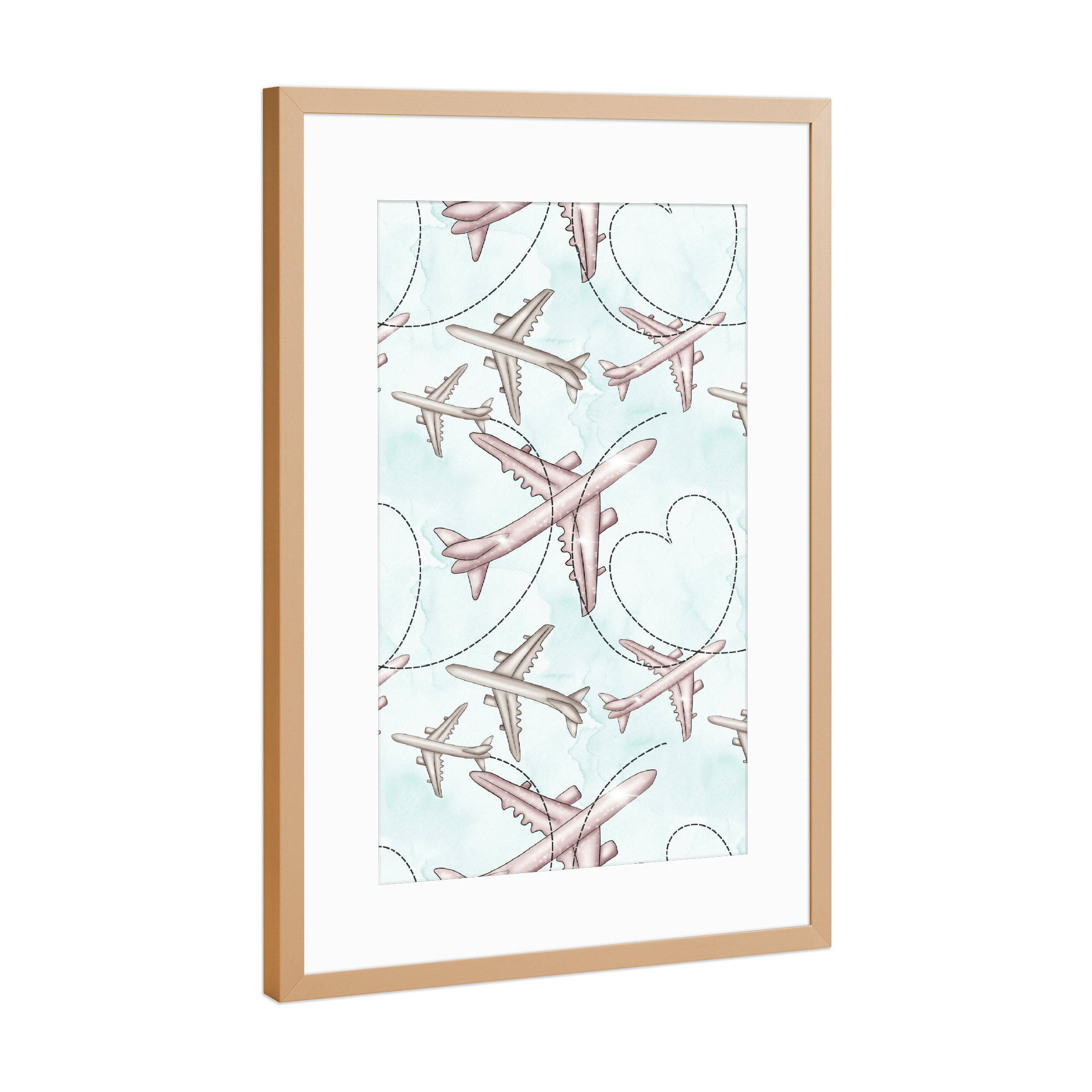 Poster mit Rahmen Kupfer "Flying Pattern" artboxONE - Reise,Geometrie,Lustig