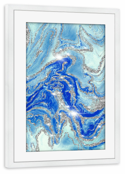 Poster mit Rahmen weiß "Royal Blue Agate" artboxONE - Abstrakt,Fashion,Festivals,Galaxy,Lustig