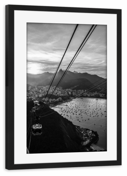 Poster mit Rahmen schwarz "Views from Sugar Loaf: cable car" artboxONE - Natur,Reise / Strand und Meer,Städte / Rio de Janeiro