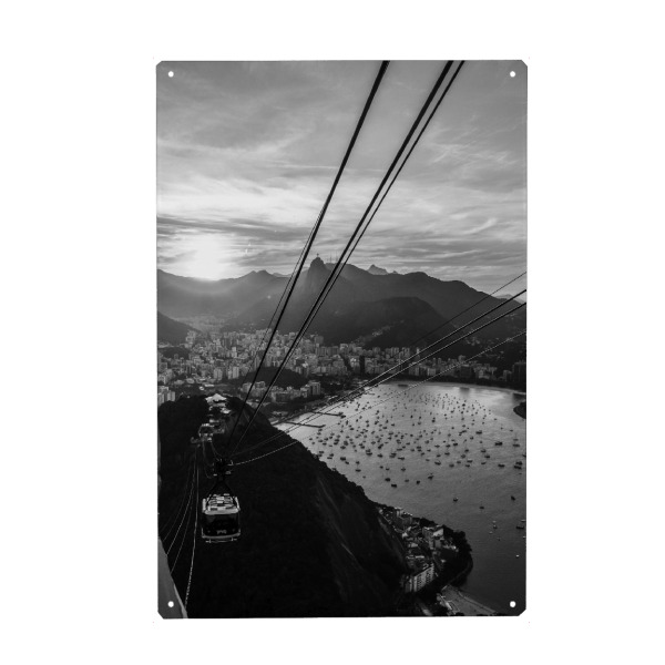 Metall Poster "Views from Sugar Loaf: cable car" artboxONE - Natur,Reise / Strand und Meer,Städte / Rio de Janeiro