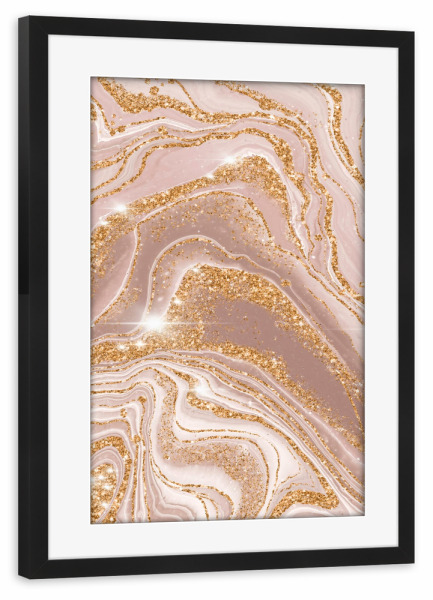 Poster mit Rahmen schwarz "Beige And Gold Marble" artboxONE - Abstrakt,Fashion,Marmor,Festivals