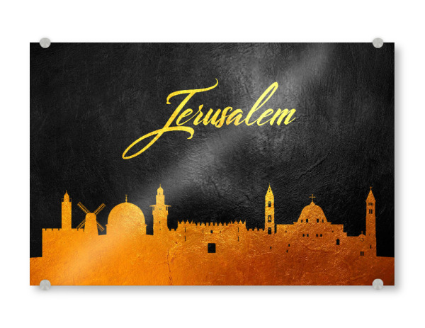 Acrylglasbild "Jerusalem Israel Gold Skyline" artboxONE - Städte - Jerusalem,Israel,Gold,Skyline,City,Stadt