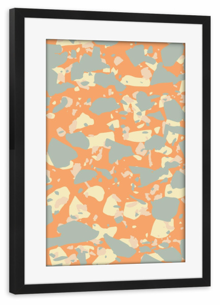 Poster mit Rahmen schwarz "Orange Grey Yellow Terrazzo" artboxONE - Abstrakt,Geometrie,Fashion,Festivals