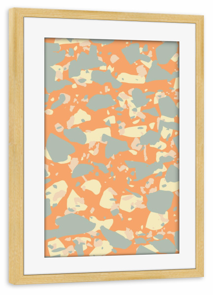 Poster mit Rahmen kiefer "Orange Grey Yellow Terrazzo" artboxONE - Abstrakt,Geometrie,Fashion,Festivals