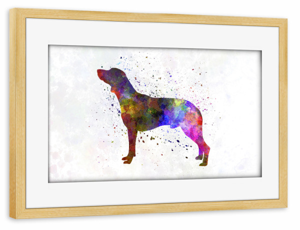 Poster mit Rahmen kiefer "Polish Hunting Dog in watercolor" artboxONE - Tiere,Abstrakt