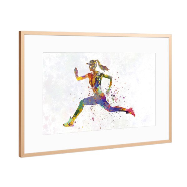 Poster mit Rahmen Kupfer "Female runner in watercolor-c" artboxONE - Abstrakt,Sport