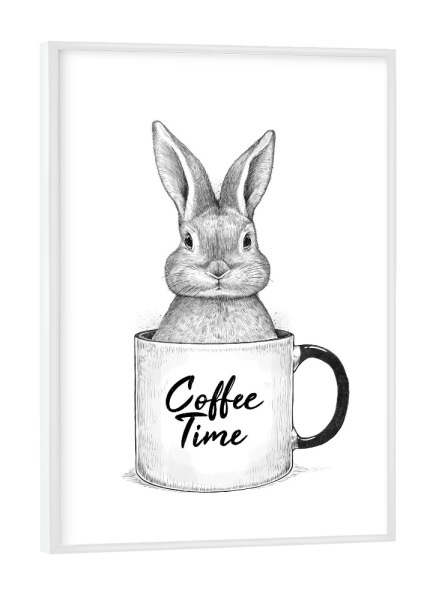 Poster mit weißem Rahmen "Rabbit in a cup" artboxONE - Tiere,Essen & Trinken