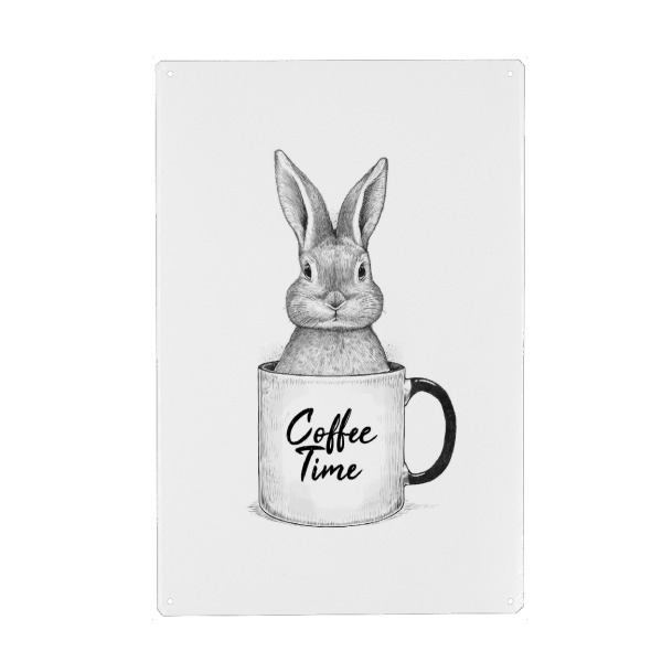 Metall Poster "Rabbit in a cup" artboxONE - Tiere,Essen & Trinken