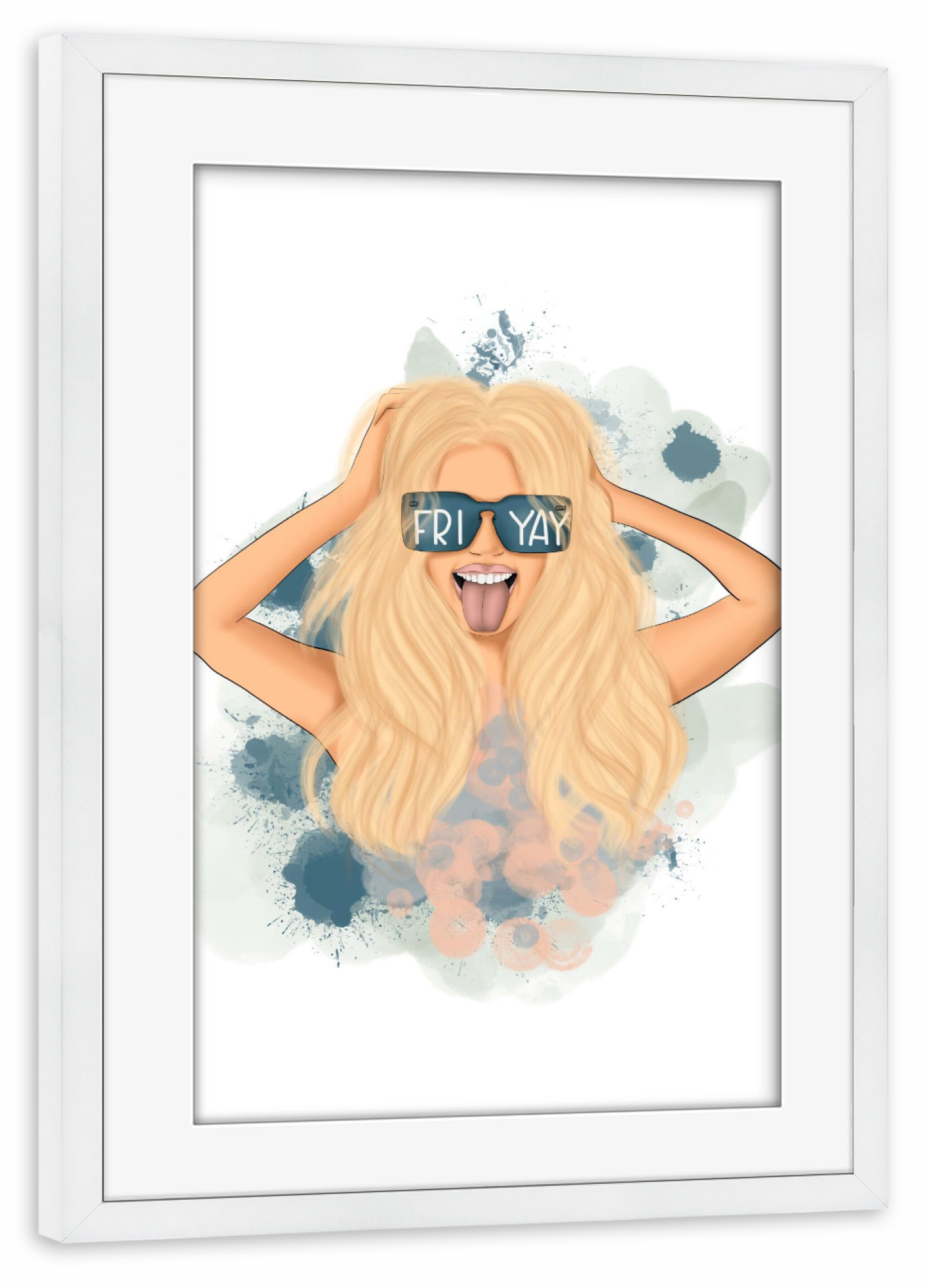 Poster mit Rahmen weiß "Blonde Hair | Friyay Illustration" artboxONE - Menschen,Fashion,Lustig
