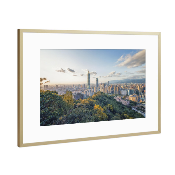Poster mit Rahmen Gold "Taipei Panorama" artboxONE - Städte,Reise,Architektur,Reise / Asien,Reise / Länder