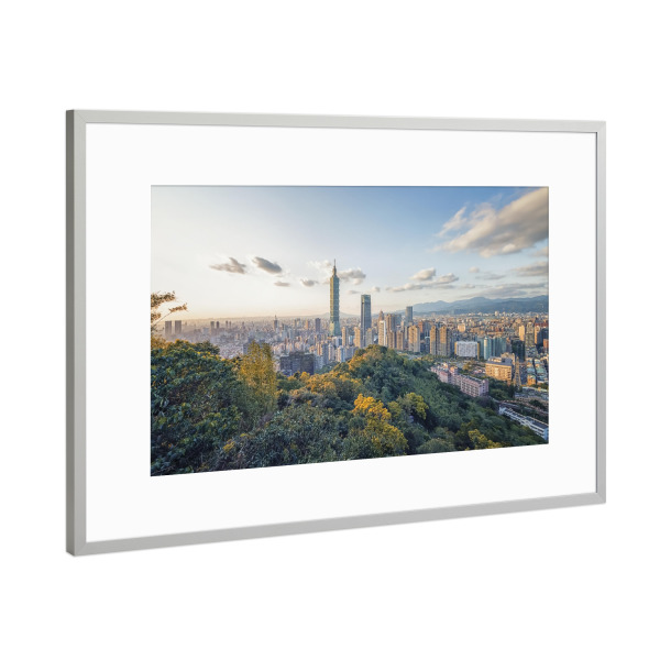 Poster mit Rahmen Silber "Taipei Panorama" artboxONE - Städte,Reise,Architektur,Reise / Asien,Reise / Länder