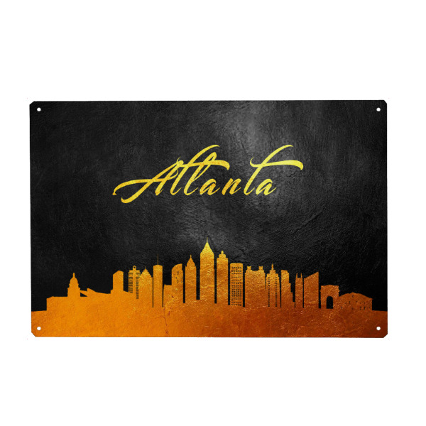 Holzbild "Atlanta Georgia Gold Skyline" artboxONE - Städte - Atlanta,Georgia,Gold,Skyline,City,Stadt