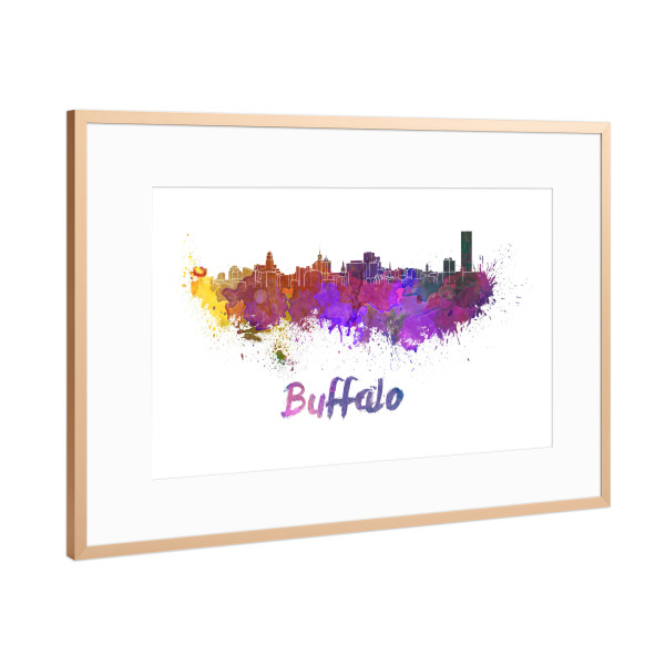 Poster mit Rahmen Kupfer "BUFFALO skyline in watercolor-b" artboxONE - Städte,Reise,Abstrakt,Architektur