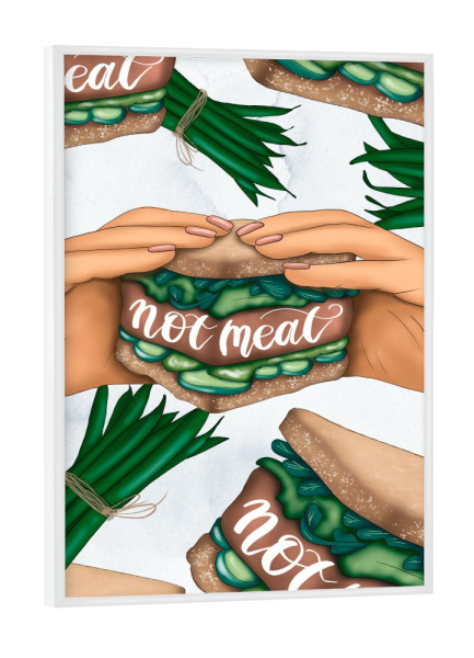 Poster mit weißem Rahmen "Not Meat Burger Pattern" artboxONE - Natur,Essen & Trinken,Essen & Trinken / Obst & Gemüse,Festivals,Lustig