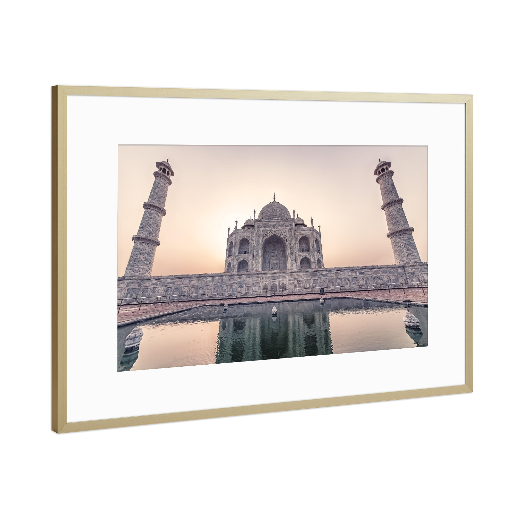 Poster mit Rahmen Gold "Taj In The Morning" artboxONE - Städte,Reise,Architektur,Reise / Asien,Reise / Länder