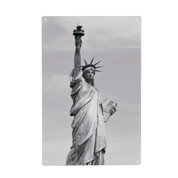 Holzbild "Die Freiheitsstatue in sw" artboxONE - Städte / New York,Reise,Schwarzweiß,Reise / Länder