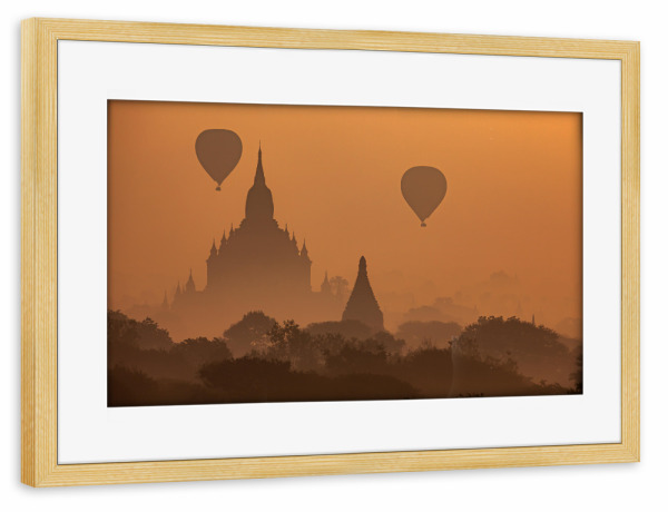 Poster mit Rahmen kiefer "Die Tempel von Bagan" artboxONE - Architektur,Reise / Asien