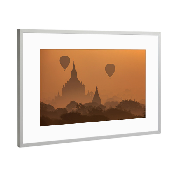 Poster mit Rahmen Silber "Die Tempel von Bagan" artboxONE - Architektur,Reise / Asien