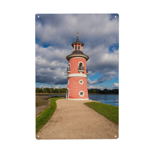 Holzbild "Leuchtturm und See" artboxONE - Natur,Reise,Architektur