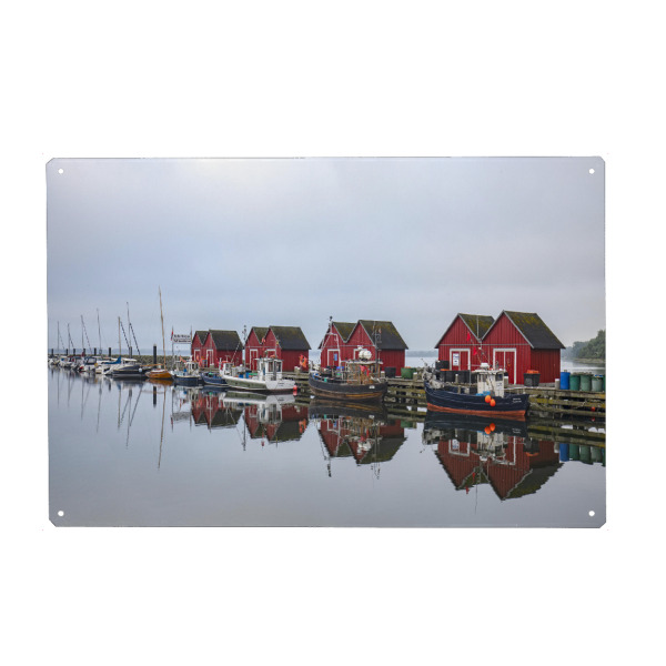 Holzbild "Die roten Fischerhütten" artboxONE - Reise,Architektur,Reise / Strand und Meer,Reise / Länder