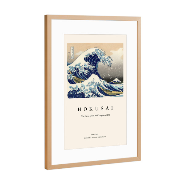 Poster mit Rahmen Kupfer "Wave off Kanagawa - Hokusai" artboxONE - Natur,Reise,Reise / Strand und Meer