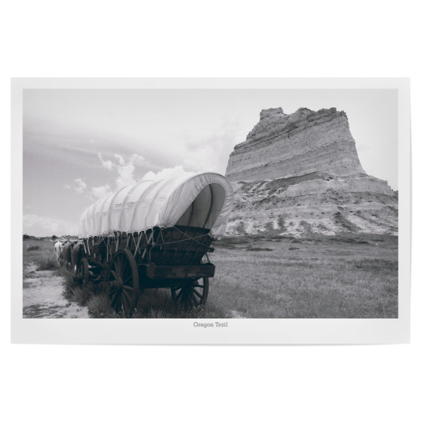 Poster 30x20 cm "Planwagen auf Oregon Trail" artboxONE - Reise,Schwarzweiß,Reise / Länder