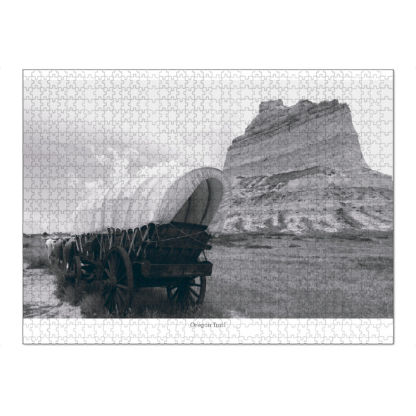 Puzzle Ravensburger "Planwagen auf Oregon Trail" artboxONE - Reise,Schwarzweiß,Reise / Länder