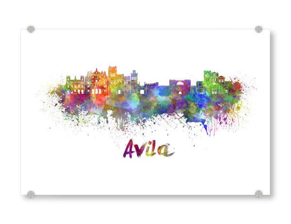 Acrylglasbild "AVILA Skyline in watercolor-b" artboxONE - Städte,Reise,Abstrakt,Architektur