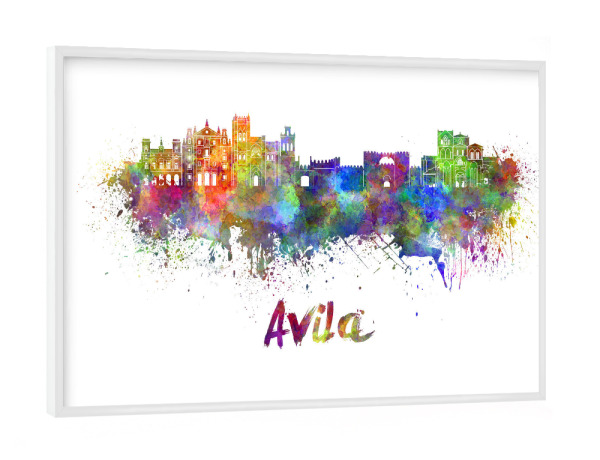Poster mit weißem Rahmen "AVILA Skyline in watercolor-b" artboxONE - Städte,Reise,Abstrakt,Architektur
