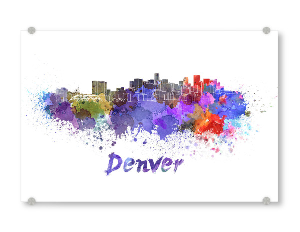 Acrylglasbild "DENVER skyline in watercolor-b" artboxONE - Städte,Abstrakt,Architektur