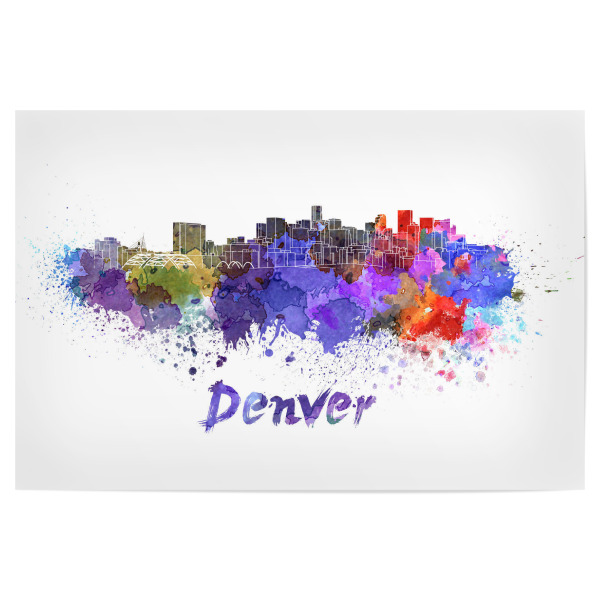 Poster 30x20 cm "DENVER skyline in watercolor-b" artboxONE - Städte,Abstrakt,Architektur