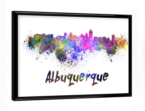 Poster mit schwarzem Rahmen "ALBUQUERQUE skyline -b" artboxONE - Städte,Reise,Abstrakt