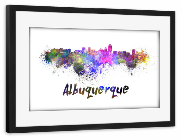 Poster mit Rahmen schwarz "ALBUQUERQUE skyline -b" artboxONE - Städte,Reise,Abstrakt