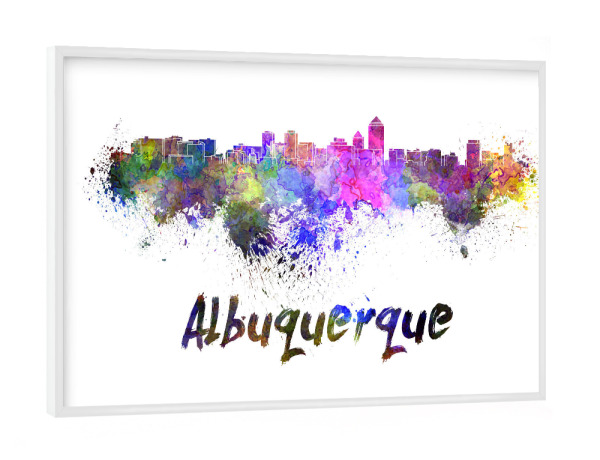 Poster mit weißem Rahmen "ALBUQUERQUE skyline -b" artboxONE - Städte,Reise,Abstrakt