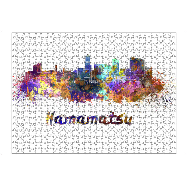 Puzzle Ravensburger "HAMAMATSU skyline in watercolor" artboxONE - Städte,Abstrakt,Architektur