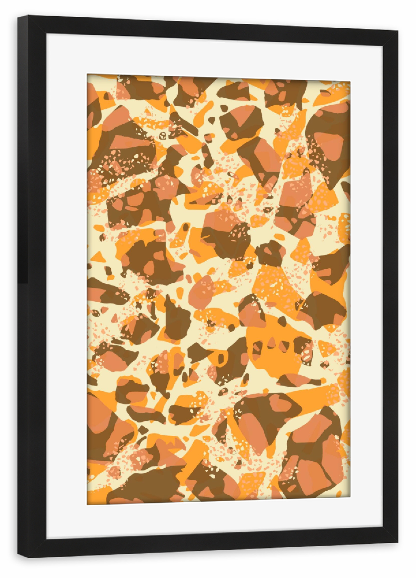 Poster mit Rahmen schwarz "Terrazzo Orange Pink Brown Pattern" artboxONE - Abstrakt,Fashion,Marmor,Festivals