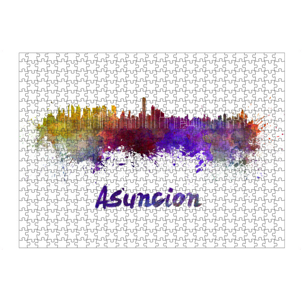 Puzzle Ravensburger "ASUNCION Skyline in watercolor-b" artboxONE - Städte,Reise,Abstrakt,Architektur