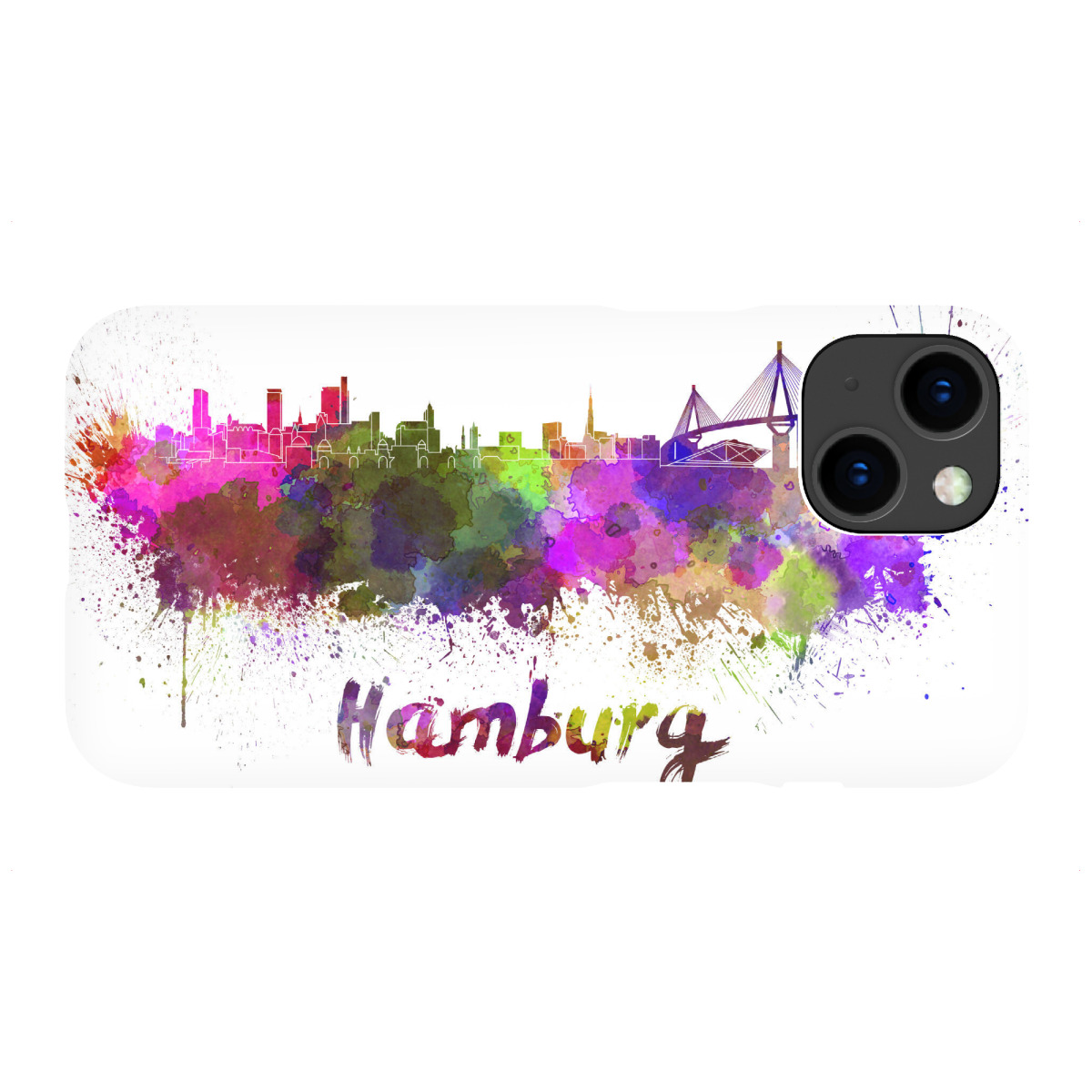 iPhone "HAMBURG skyline in watercolor-b" Premium-Case Handyhülle artboxONE
