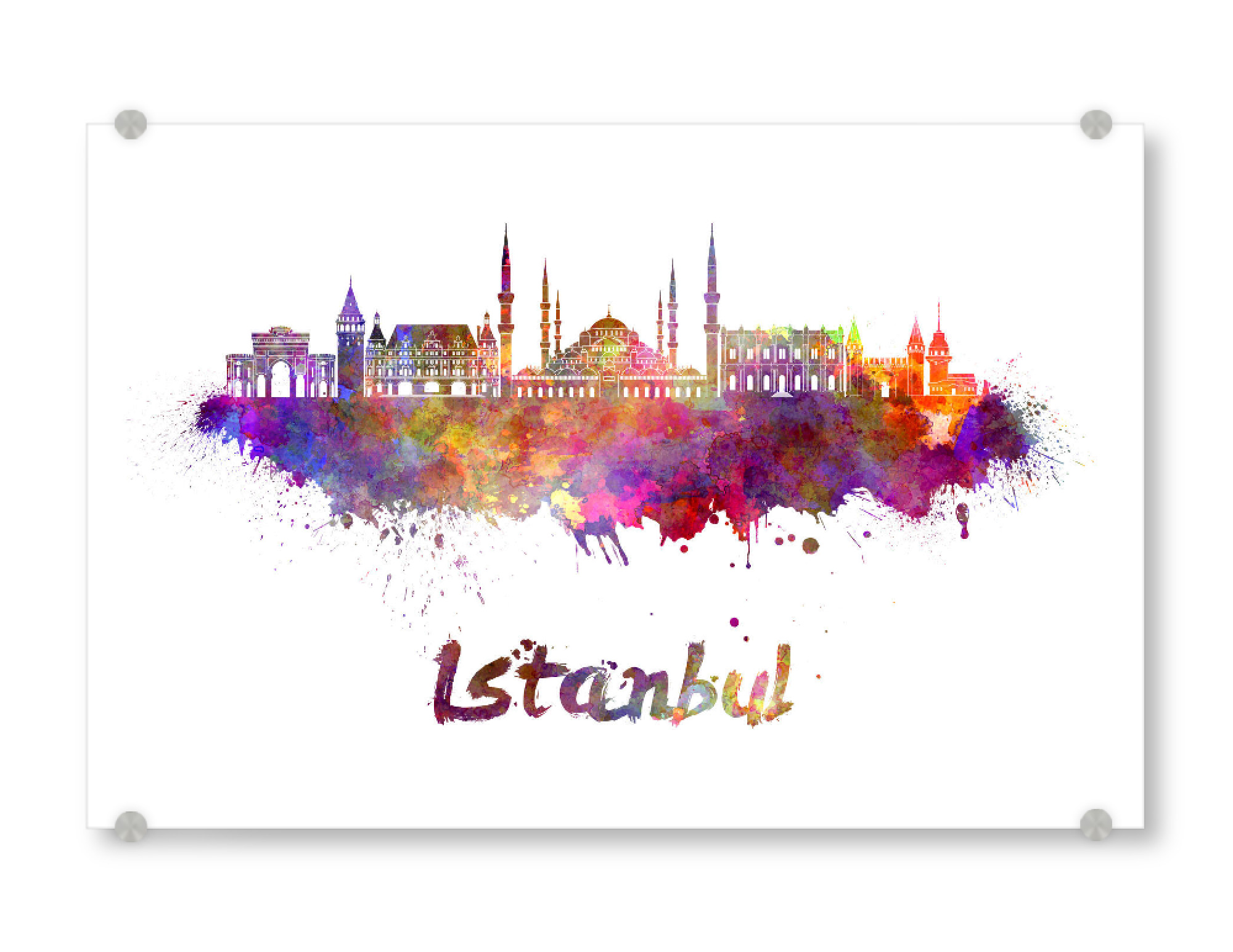 Acrylglasbild "ISTANBUL-2 skyline in watercolor" artboxONE - Städte,Abstrakt,Architektur