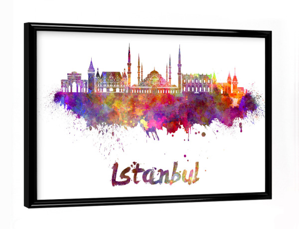 Poster mit schwarzem Rahmen "ISTANBUL-2 skyline in watercolor" artboxONE - Städte,Abstrakt,Architektur