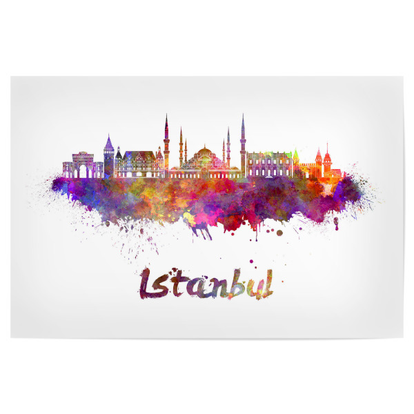 Poster 30x20 cm "ISTANBUL-2 skyline in watercolor" artboxONE - Städte,Abstrakt,Architektur