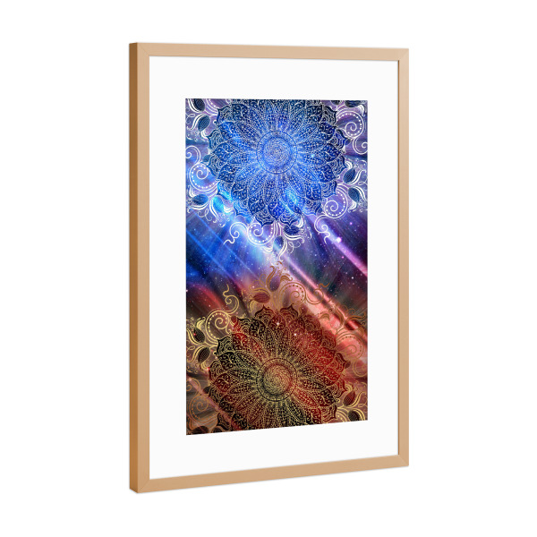 Poster mit Rahmen Kupfer "Mandala Dual Universe" artboxONE - Abstrakt - Mandala,Vector,Yoga,Boho,Fancy,Arabic,Abstract,Nature,Tribal,Universe,Abstrakt