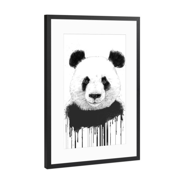 Poster mit Rahmen Schwarz (Metallic) "Graffiti panda" artboxONE - Tiere